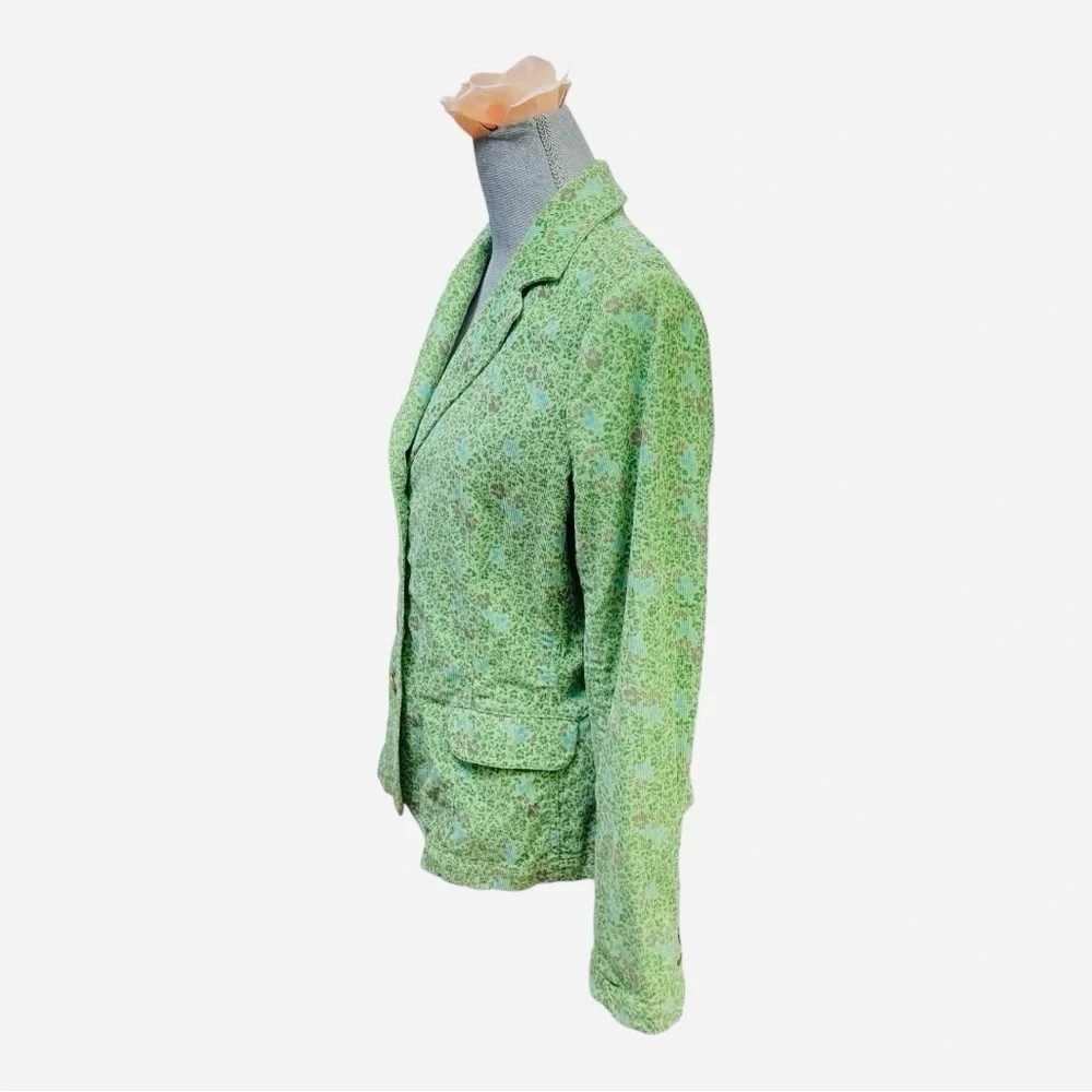 Eddie Bauer Vtg 90s Green Floral Corduroy Blazer Jacket 10 Cotton Cottagecore